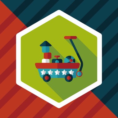 oyuncak sepeti düz simgesi ile uzun gölge, eps10