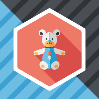 oyuncak ayı uzun gölge düz simgesi