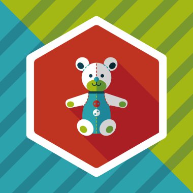 oyuncak ayı uzun gölge düz simgesi