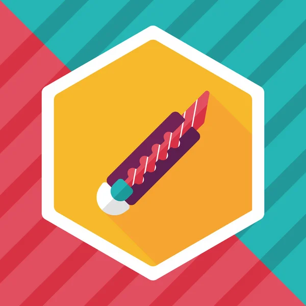 Utility knife flat icon with long shadow, eps10 — стоковый вектор