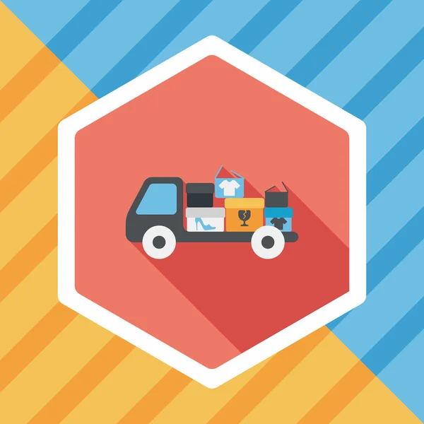 Compras transporte de mercancías icono plano con sombra larga, eps10 — Vector de stock