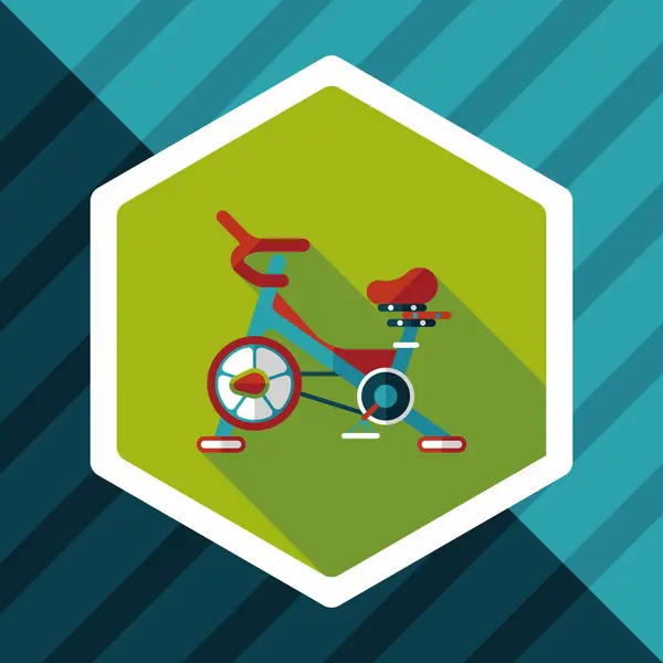 Bicicleta de ejercicio icono plano con sombra larga, eps10 — Vector de stock