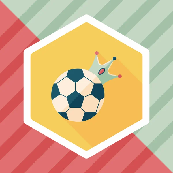 Bola de futebol ícone plano com sombra longa, eps10 —  Vetores de Stock