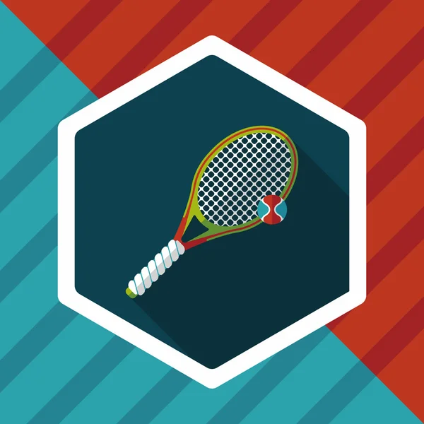 Icône plate de tennis avec ombre longue, eps10 — Image vectorielle