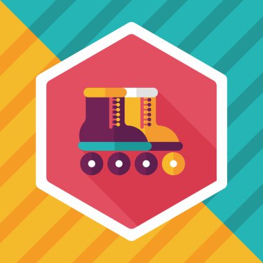 uzun gölge ile paten düz simgesi