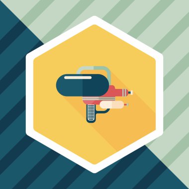 su tabancası ile uzun gölge düz simgesi