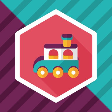 Tren oyuncak uzun gölge, eps 10 düz simgesiyle