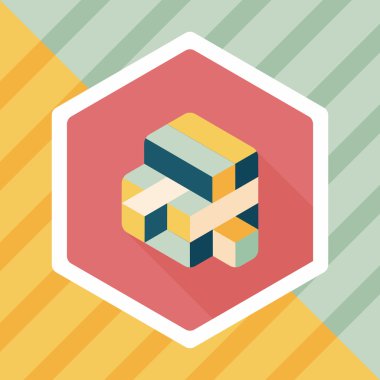 oyuncak küp düz simgesi ile uzun gölge, eps10