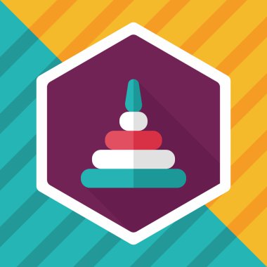 Piramit oyuncak düz simgesi ile uzun gölge, eps10