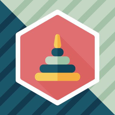 Piramit oyuncak düz simgesi ile uzun gölge, eps10