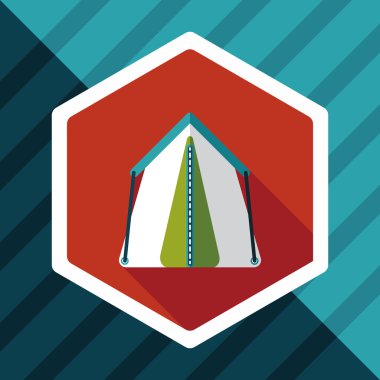 uzun gölge ile turist çadırı düz simgesi