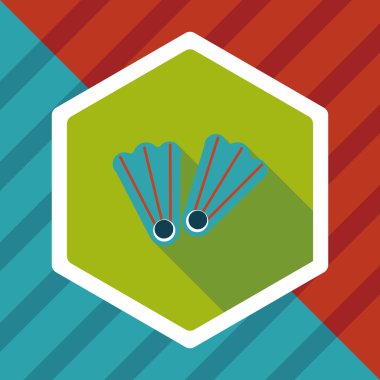 yüzgeçler uzun gölge ile dalış düz simgesi