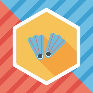 yüzgeçler uzun gölge ile dalış düz simgesi