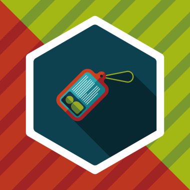 kimlik kartı ile uzun gölge düz simgesi