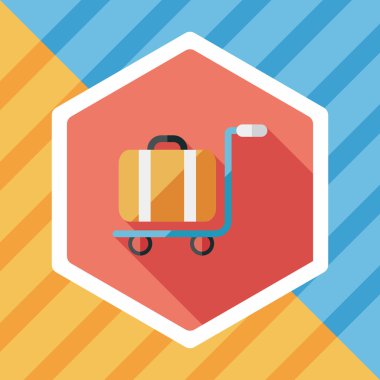 Vintage seyahat bavul, uzun gölge ile düz simgesi