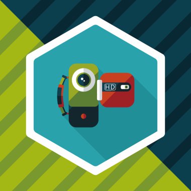 uzun gölge ile video kamera düz simgesi