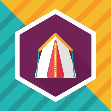 uzun gölge ile turist çadırı düz simgesi