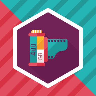 kamera film, uzun gölge ile düz simgesi