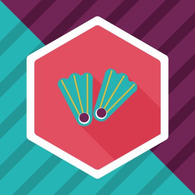 yüzgeçler uzun gölge ile dalış düz simgesi