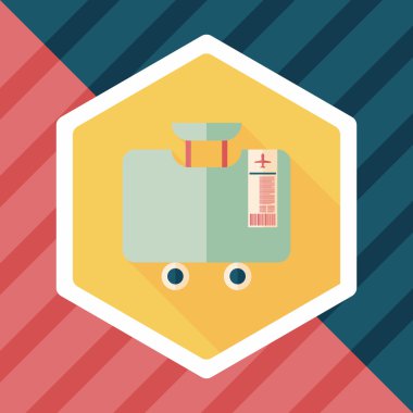 Vintage seyahat bavul, uzun gölge ile düz simgesi