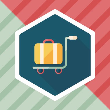 Vintage seyahat bavul, uzun gölge ile düz simgesi