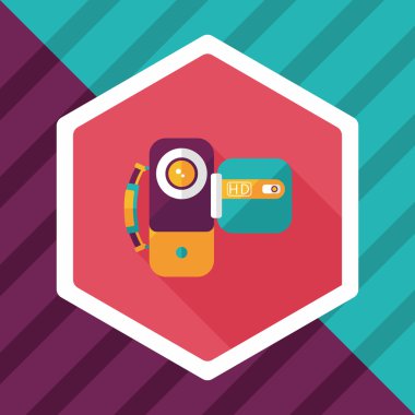 uzun gölge ile video kamera düz simgesi