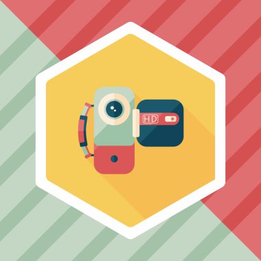 uzun gölge ile video kamera düz simgesi