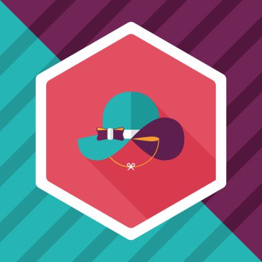 kadın şapka uzun gölge düz simgesiyle