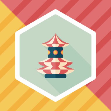 salıncak koltuk heyecan verici eğlence ride, uzun gölge ile düz simgesi