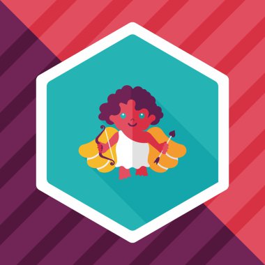 Sevgililer günü aşk tanrısı uzun gölge, eps10 düz simgesiyle