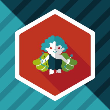 Sevgililer günü aşk tanrısı uzun gölge, eps10 düz simgesiyle