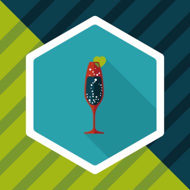 Uzun Gölge, eps10 ile Sevgililer günü şampanya düz simgesi