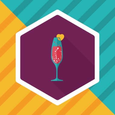 Uzun Gölge, eps10 ile Sevgililer günü şampanya düz simgesi