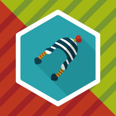 Sevgililer günü kış şapka düz simgesiyle uzun gölge, eps10