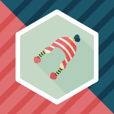 Sevgililer günü kış şapka düz simgesiyle uzun gölge, eps10