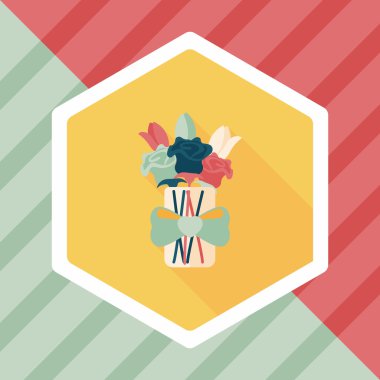 Sevgililer Günü çiçekleri uzun gölgeli düz ikon, eps10