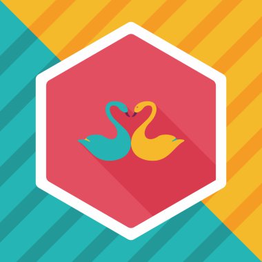 Sevgililer sevgilisi kuğu düz simgesiyle uzun gölge, eps10