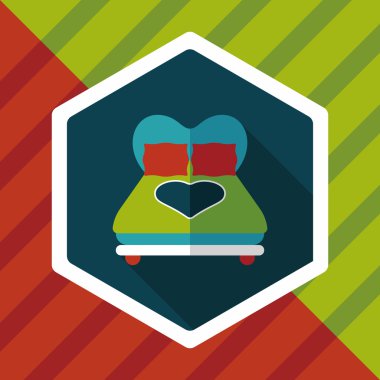 Sevgililer sevgilisi yatak düz simgesiyle uzun gölge, eps10