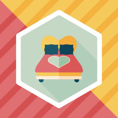 Sevgililer sevgilisi yatak düz simgesiyle uzun gölge, eps10