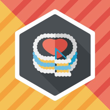 Uzun Gölge, eps10 ile Sevgililer günü pastası düz simgesi