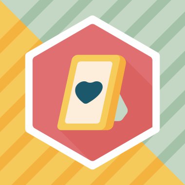 Sevgililer günü fotoğraf çerçevesi düz simgesi ile uzun gölge, eps10