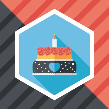 Uzun Gölge, eps10 ile Sevgililer günü pastası düz simgesi