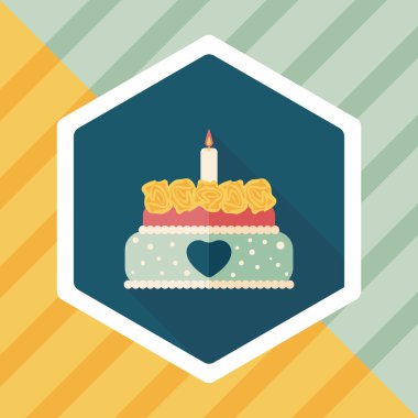 Uzun Gölge, eps10 ile Sevgililer günü pastası düz simgesi