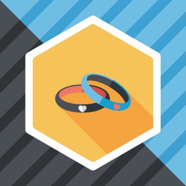 Sevgililer günü çift bilezik düz simgesiyle uzun gölge, eps10