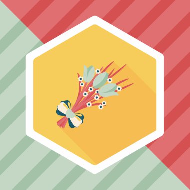 Sevgililer Günü çiçekleri uzun gölgeli düz ikon, eps10