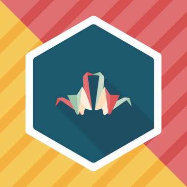 Sevgililer sevgilisi kağıt kuş düz simgesi ile uzun gölge, eps1