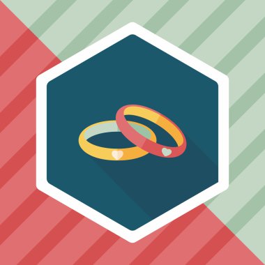 Sevgililer günü çift bilezik düz simgesiyle uzun gölge, eps10