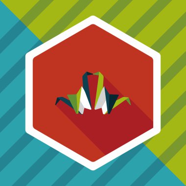 Sevgililer sevgilisi kağıt kuş düz simgesi ile uzun gölge, eps1