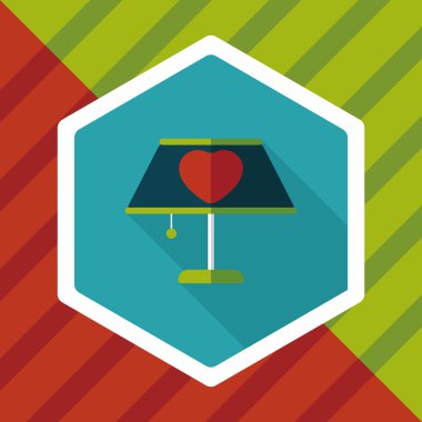 Sevgililer günü kalp lamba düz simgesi ile uzun gölge, eps10