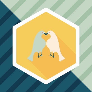 Sevgililer sevgilisi kuş düz simgesi ile uzun gölge, eps10